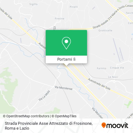 Mappa Strada Provinciale Asse Attrezzato di Frosinone