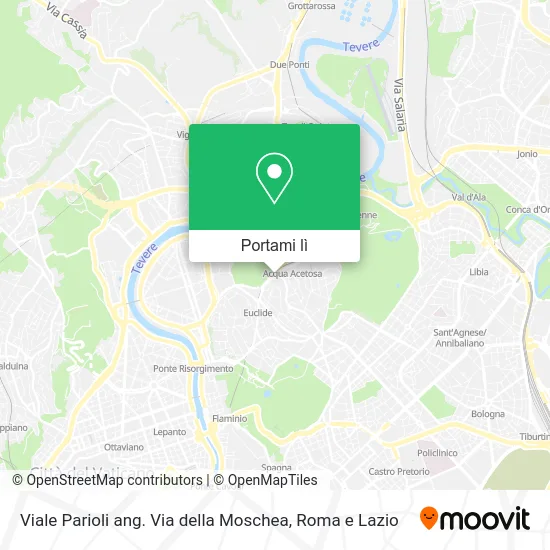 Mappa Viale Parioli ang. Via della Moschea