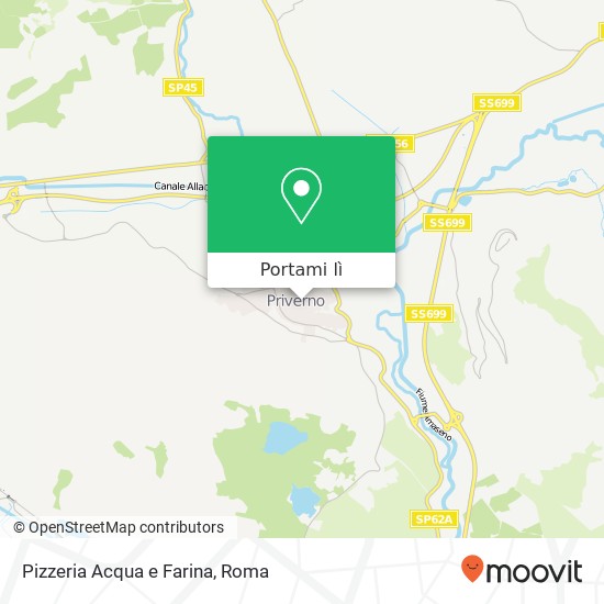 Mappa Pizzeria Acqua e Farina, Via Campo di Fiori 04015 Priverno