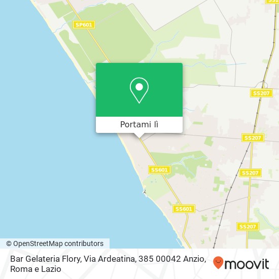 Mappa Bar Gelateria Flory, Via Ardeatina, 385 00042 Anzio