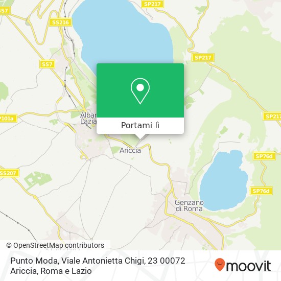 Mappa Punto Moda, Viale Antonietta Chigi, 23 00072 Ariccia