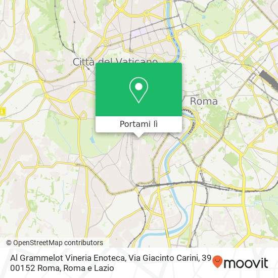 Mappa Al Grammelot Vineria Enoteca, Via Giacinto Carini, 39 00152 Roma