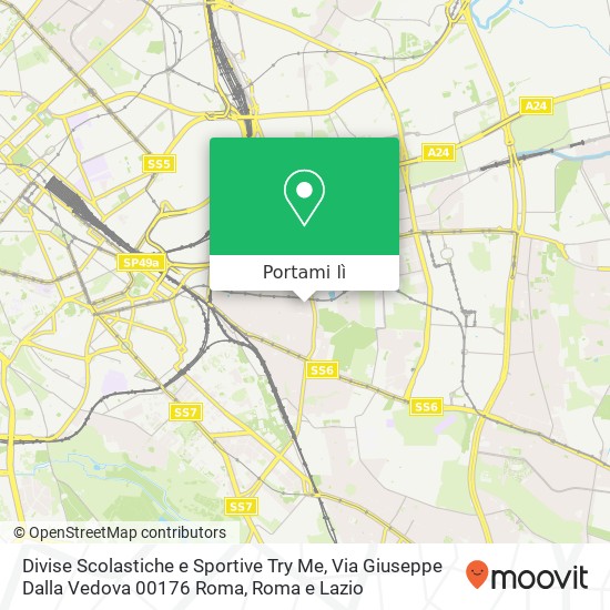 Mappa Divise Scolastiche e Sportive Try Me, Via Giuseppe Dalla Vedova 00176 Roma