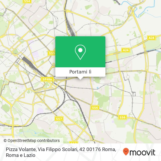 Mappa Pizza Volante, Via Filippo Scolari, 42 00176 Roma