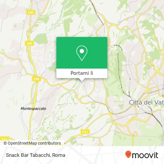 Mappa Snack Bar Tabacchi, Via Pasquale II, 109 00168 Roma