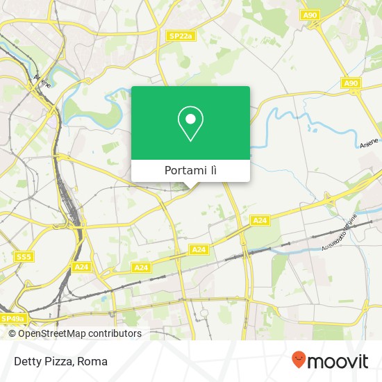 Mappa Detty Pizza, Via Tiburtina 00159 Roma