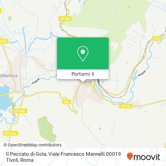 Mappa Il Peccato di Gola, Viale Francesco Mannelli 00019 Tivoli