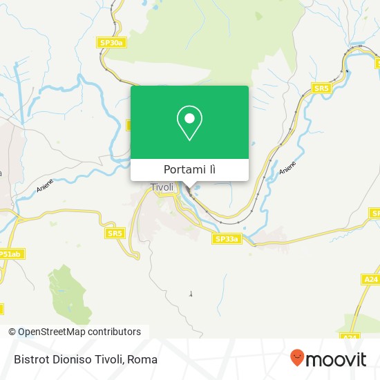 Mappa Bistrot Dioniso Tivoli, Via Tiburtina Valeria Tivoli