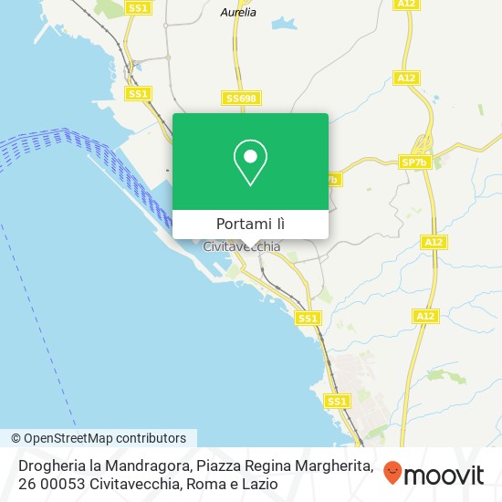 Mappa Drogheria la Mandragora, Piazza Regina Margherita, 26 00053 Civitavecchia