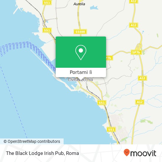 Mappa The Black Lodge Irish Pub, Via Giosuè Carducci, 22 00053 Civitavecchia