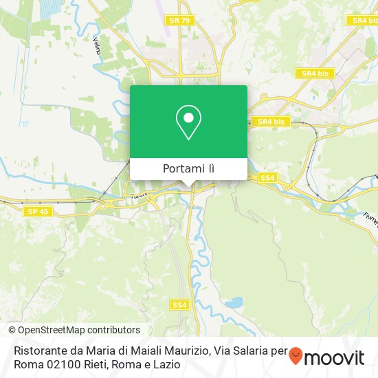 Mappa Ristorante da Maria di Maiali Maurizio, Via Salaria per Roma 02100 Rieti