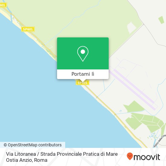 Mappa Via Litoranea / Strada Provinciale Pratica di Mare Ostia Anzio
