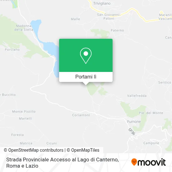 Mappa Strada Provinciale Accesso al Lago di Canterno