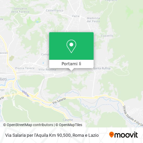 Mappa Via Salaria per l'Aquila Km 90,500