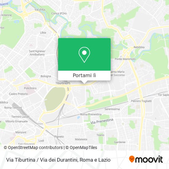 Mappa Via Tiburtina / Via dei Durantini