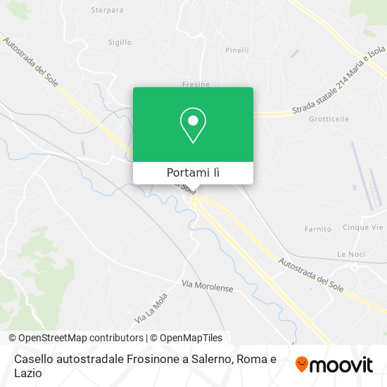 Mappa Casello autostradale Frosinone a Salerno