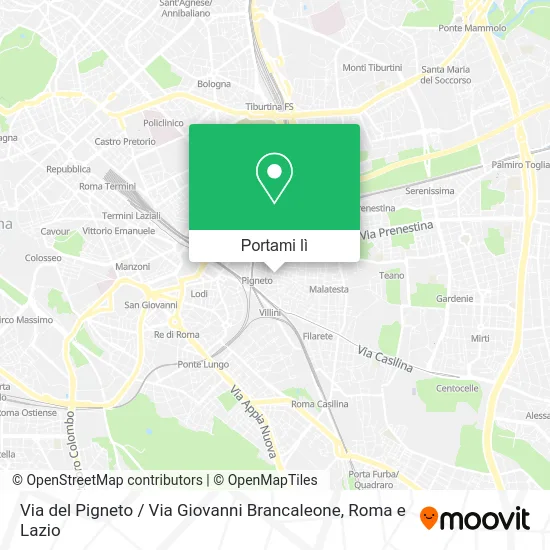 Mappa Via del Pigneto / Via Giovanni Brancaleone