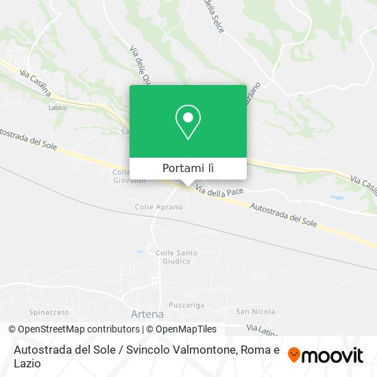 Mappa Autostrada del Sole / Svincolo Valmontone