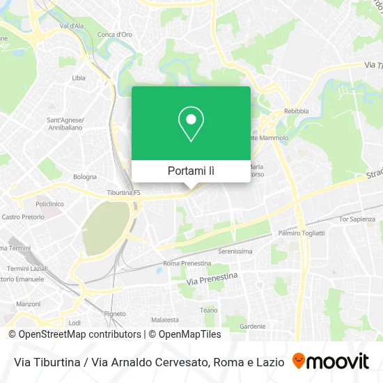 Mappa Via Tiburtina / Via Arnaldo Cervesato