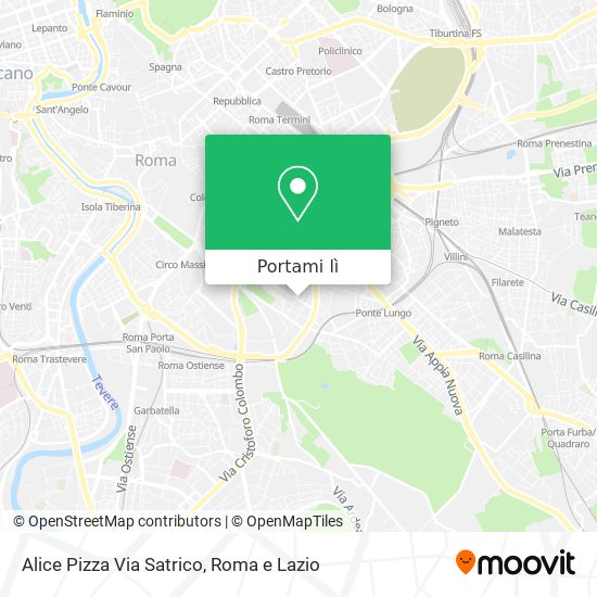 Mappa Alice Pizza Via Satrico