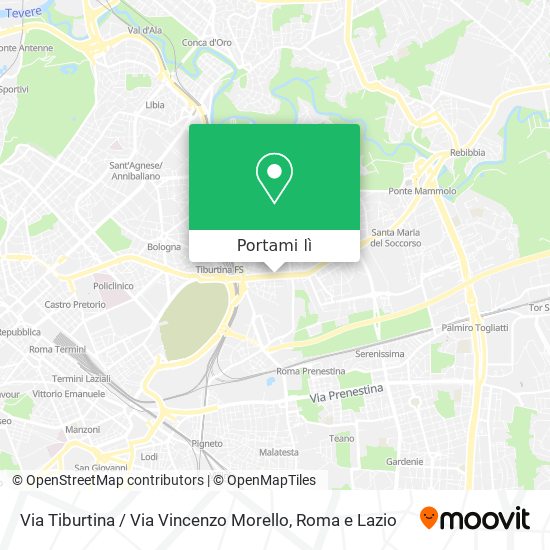 Mappa Via Tiburtina / Via Vincenzo Morello