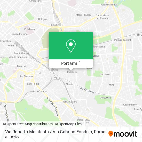 Mappa Via Roberto Malatesta / Via Gabrino Fondulo