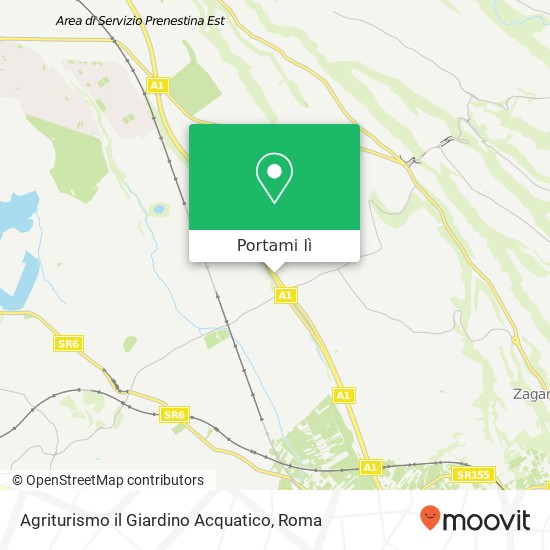 Mappa Agriturismo il Giardino Acquatico, Autostrada del Sole 00039 Zagarolo