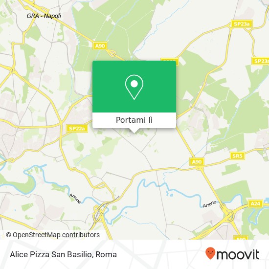 Mappa Alice Pizza San Basilio, Via Casal Tidei 00156 Roma