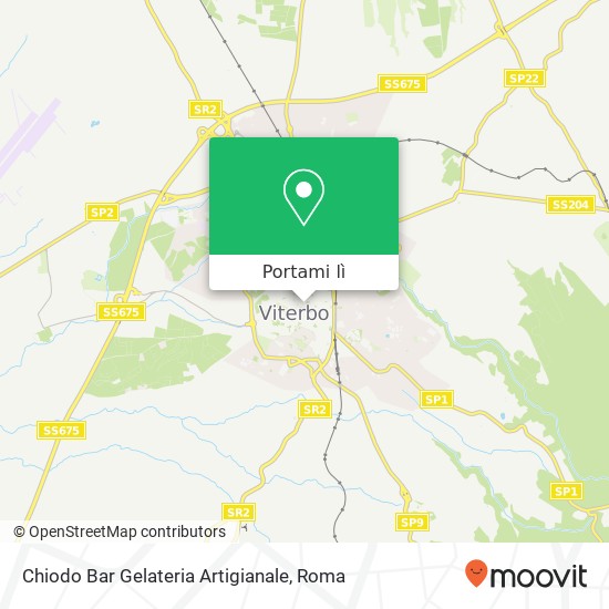 Mappa Chiodo Bar Gelateria Artigianale, Via Roma, 26 01100 Viterbo