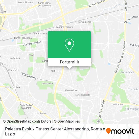 Mappa Palestra Evolux Fitness Center Alessandrino