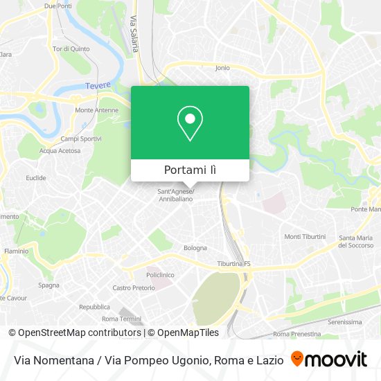 Mappa Via Nomentana / Via Pompeo Ugonio