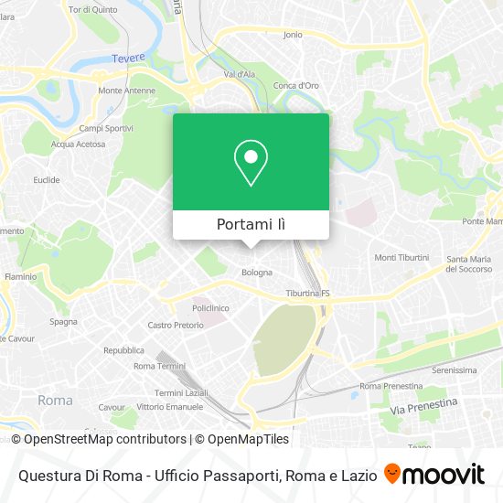 Mappa Questura Di Roma - Ufficio Passaporti