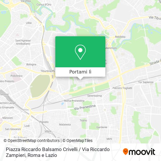 Mappa Piazza Riccardo Balsamo Crivelli / Via Riccardo Zampieri