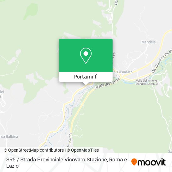 Mappa SR5 / Strada Provinciale Vicovaro Stazione