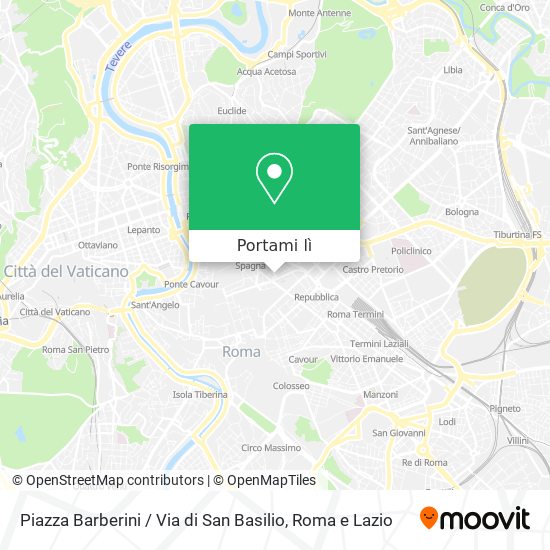 Mappa Piazza Barberini / Via di San Basilio