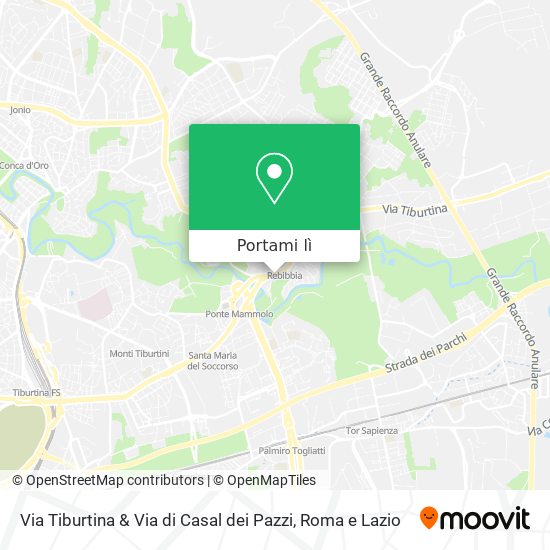 Mappa Via Tiburtina & Via di Casal dei Pazzi