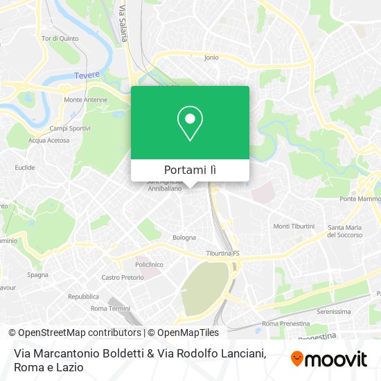 Mappa Via Marcantonio Boldetti & Via Rodolfo Lanciani