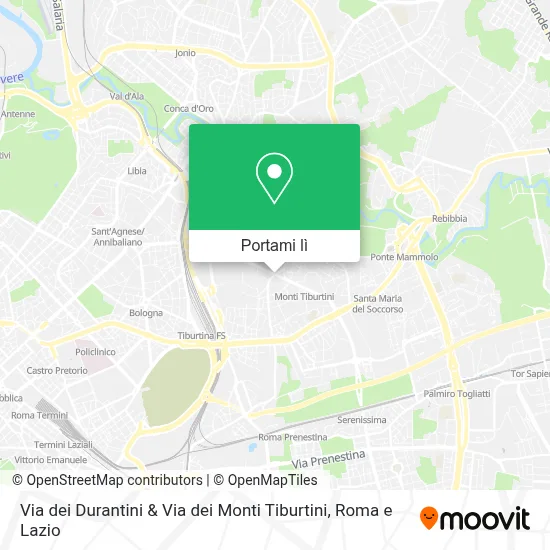 Mappa Via dei Durantini & Via dei Monti Tiburtini