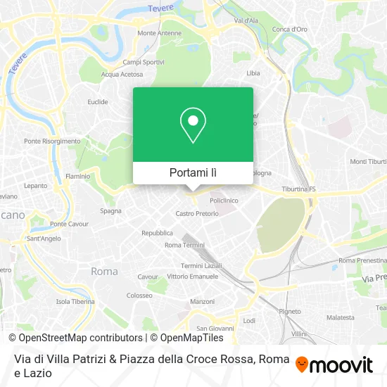 Mappa Via di Villa Patrizi & Piazza della Croce Rossa