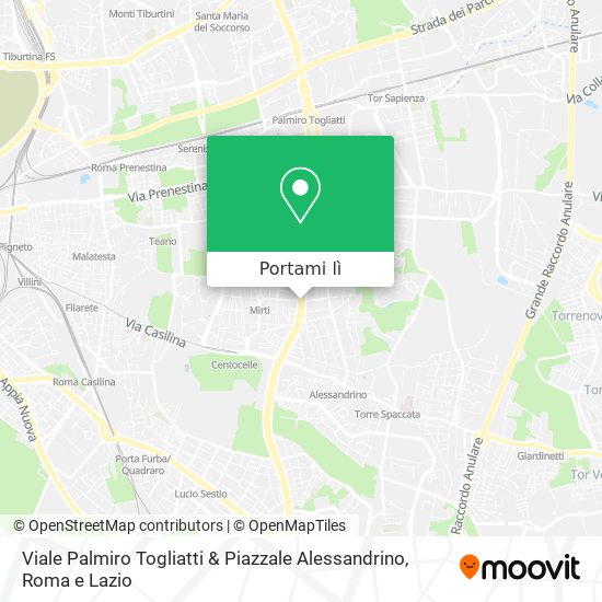 Mappa Viale Palmiro Togliatti & Piazzale Alessandrino