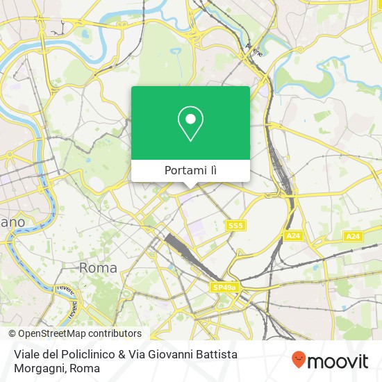 Mappa Viale del Policlinico & Via Giovanni Battista Morgagni