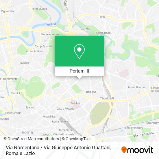 Mappa Via Nomentana / Via Giuseppe Antonio Guattani
