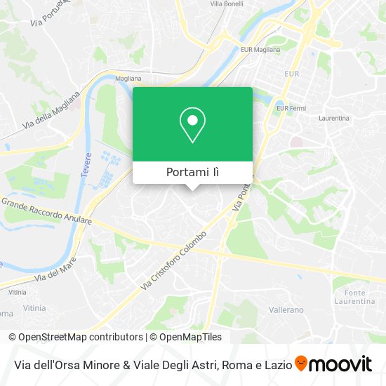 Mappa Via dell'Orsa Minore & Viale Degli Astri