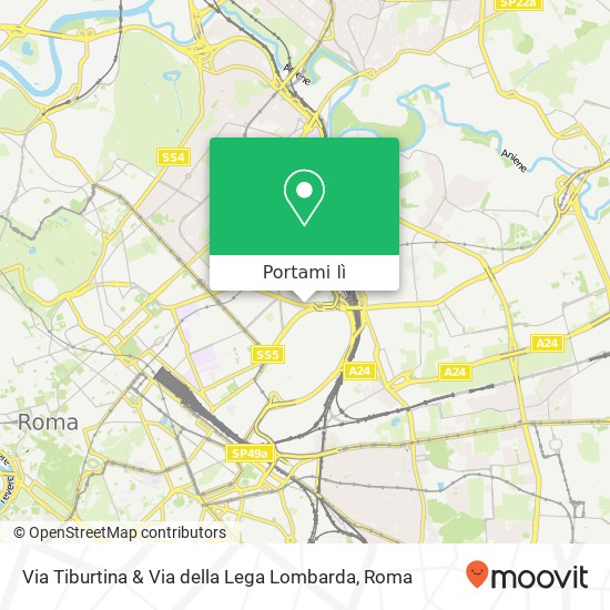 Mappa Via Tiburtina & Via della Lega Lombarda