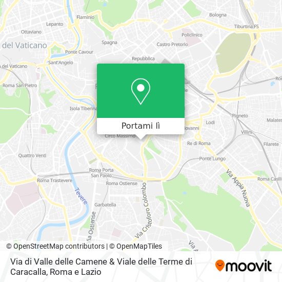 Mappa Via di Valle delle Camene & Viale delle Terme di Caracalla