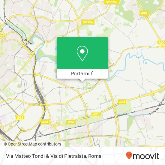 Mappa Via Matteo Tondi & Via di Pietralata