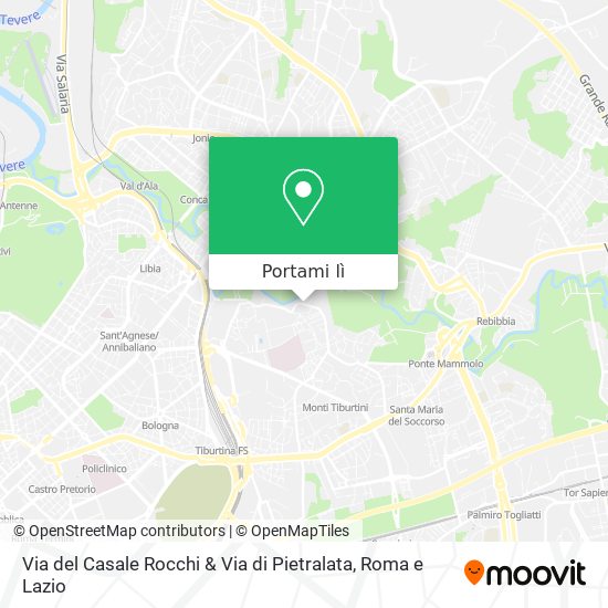Mappa Via del Casale Rocchi & Via di Pietralata