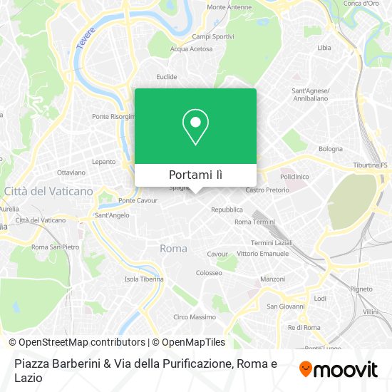 Mappa Piazza Barberini & Via della Purificazione