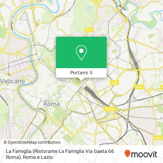 Mappa La Famiglia (Ristorante La Famiglia Via Gaeta 66 Roma)