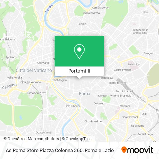 Mappa As Roma Store Piazza Colonna 360